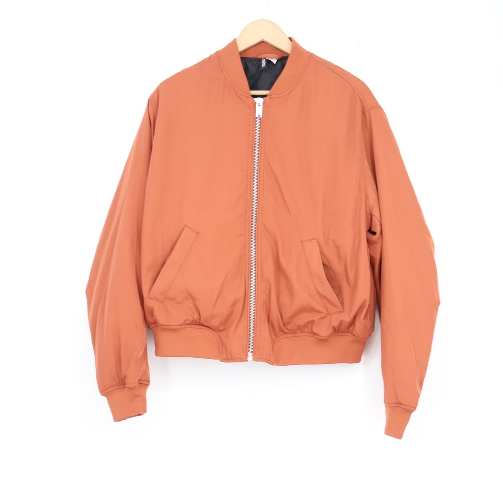 H&M Divided Mens Burnt Orange Full Zip Padded Bomber Jacket Size L